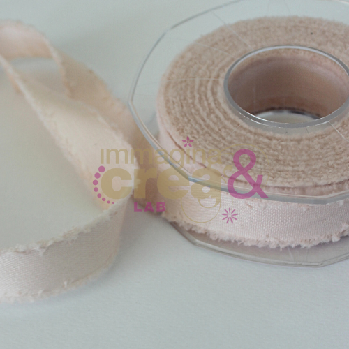 Nastro Sfrangiato 22mm Poliestere Rosa Tenue