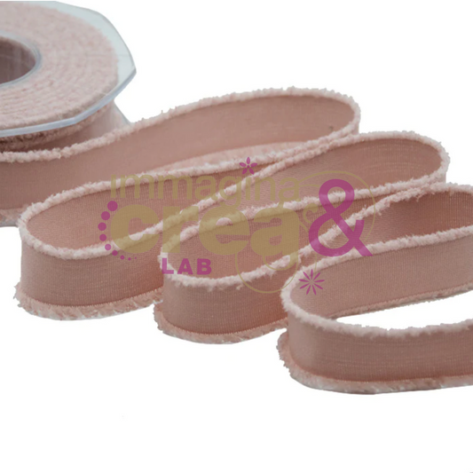 Nastro Sfrangiato 22mm Poliestere Rosa Cipria Scuro