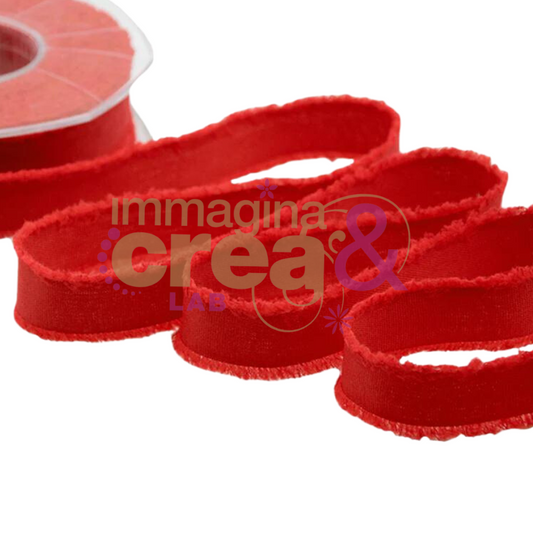 Nastro Sfrangiato 22mm Poliestere Rosso