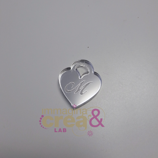 Lucchetto cuore con alfabeto argento