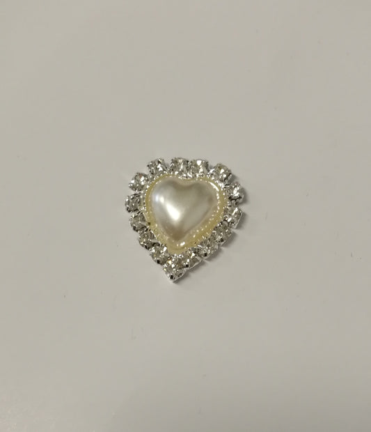 STRASS CUORE CON PERLA E CRISTALLI