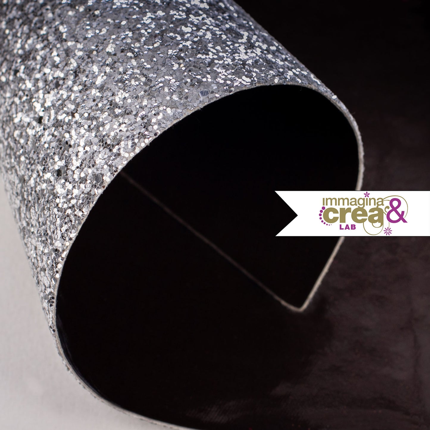 DOPPIA FACCIA MARRONE LUCIDO E GLITTER ARGENTO