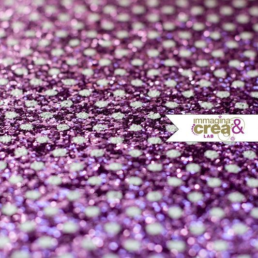 GLITTER VIOLA CON POIS BIANCHI