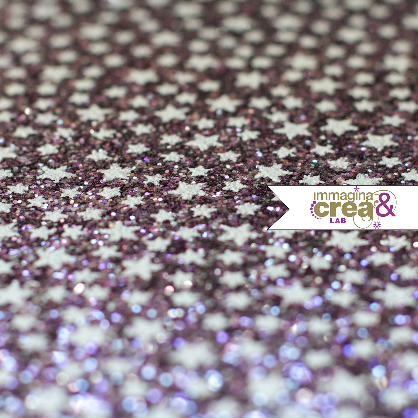 GLITTER LILLA CON STELLE BIANCHE