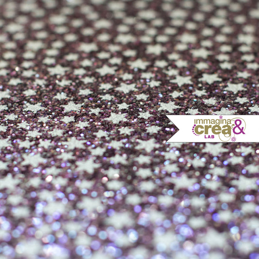 GLITTER LILLA CON STELLE BIANCHE