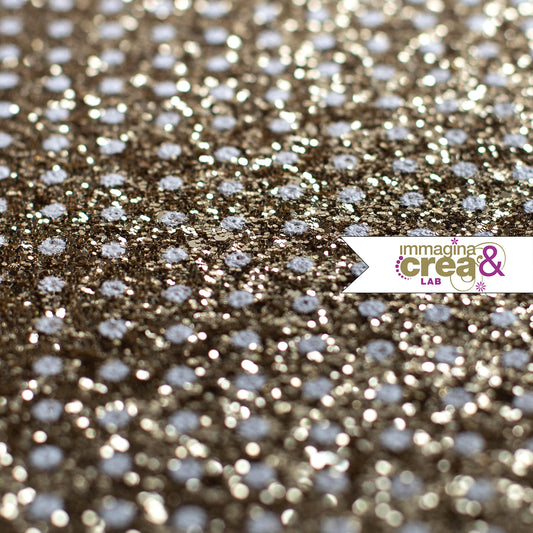 GLITTER ORO CON POIS BIANCHI