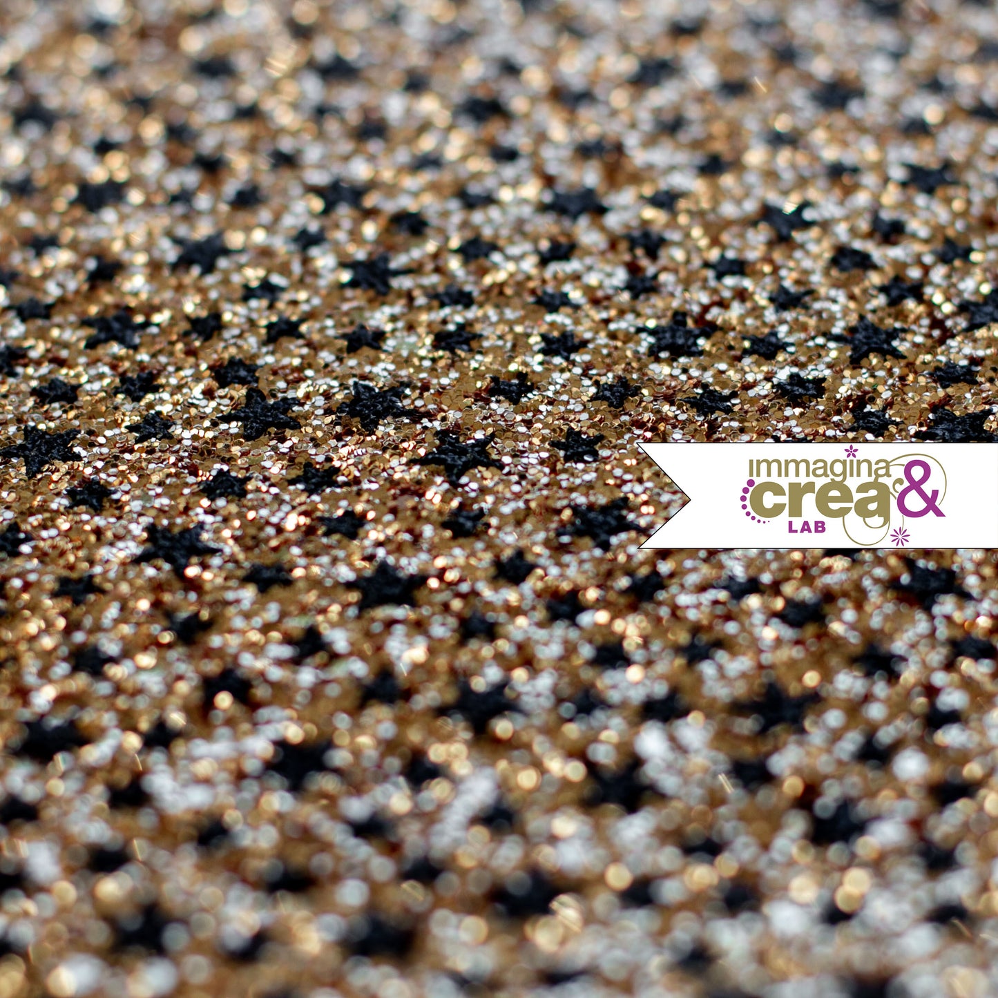 GLITTER ARANCIONE E STELLE NERE