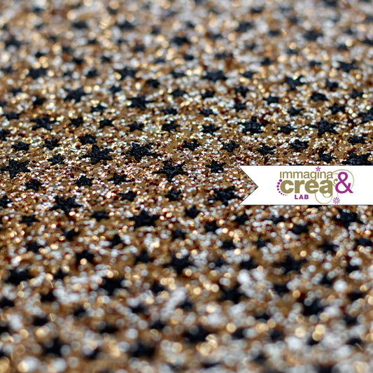 GLITTER ARANCIONE E STELLE NERE