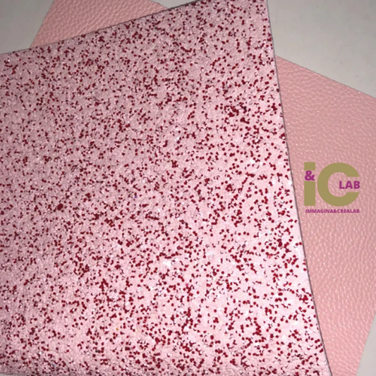 DOPPIA FACCIA FINTA PELLE ROSA E GLITTER ROSA