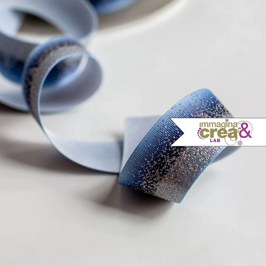 NASTRO GLITTERATO AZZURRO E ARGENTO