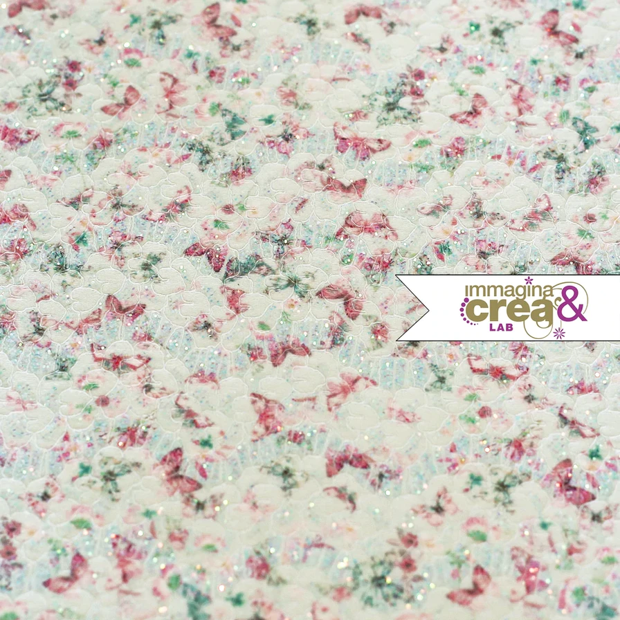 PIZZO GLITTERATO FARFALLE ROSA ACCESO