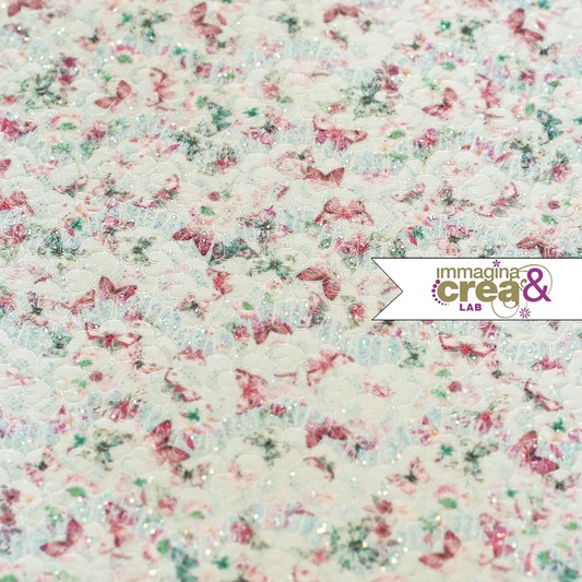PIZZO GLITTERATO FARFALLE ROSA ACCESO