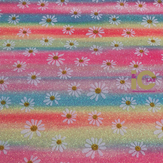 MARGHERITA SFONDO ARCOBALENO SCURO POLVERE DI GLITTER