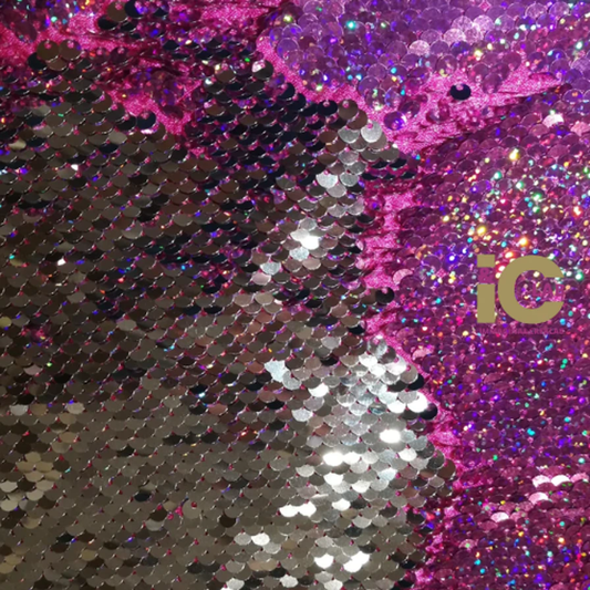 PAILLETTES REVERSIBILE ARGENTO E ROSA ACCESO