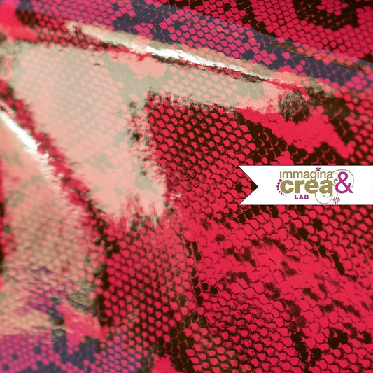 PELLE DI SERPENTE VERNICIATO ROSA FLUO