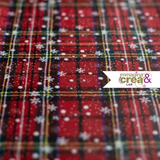 TARTAN ROSSO CON STELLE BIANCHE